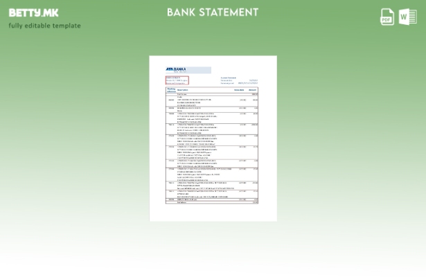 модерен стил на Босна и Херцеговина шаблон за извод од банка ASA Banka
